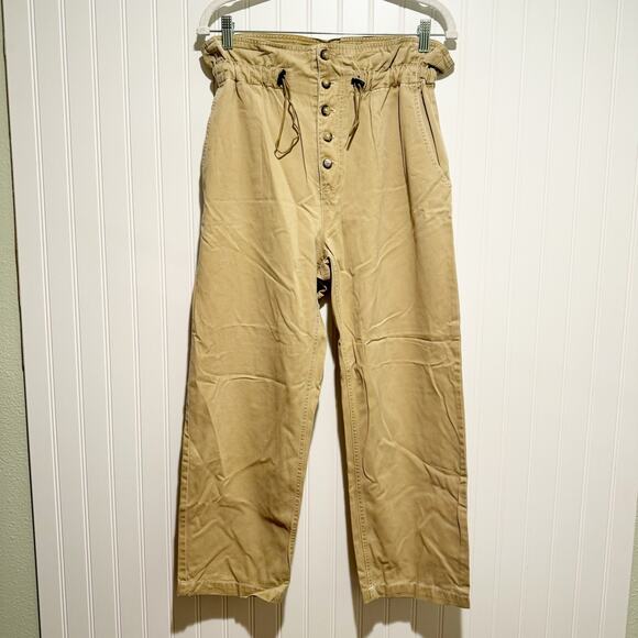 Urban Outfitters Terra High Waisted Paperbag Pants Khaki Size Small - Picture 2 of 7